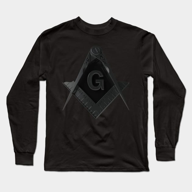 Stealth Square & Compass Masonic Freemason Long Sleeve T-Shirt by Master Mason Made